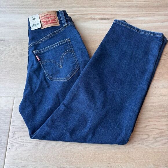 NWT Levi’s Women’s Ribcage Ankle Straight Dark Distressed Jeans Size 26 - Picture 7 of 8